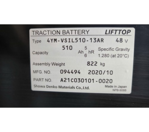 Ắc quy xe nâng 48V 510Ah - Bình điện xe nâng 48V 510Ah - Model 4YM-VSIL510-13AR - Lifttop Nhật Bản - Sản xuất tại Thái Lan