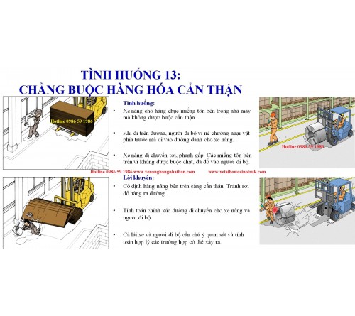 TH13: Chằng buộc hàng hóa cẩn thận khi nâng hạ