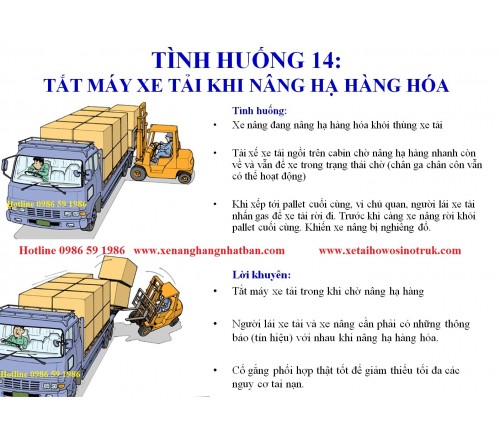 TH14: Nhớ tắt máy xe tải khi đang đóng/rút hàng hóa