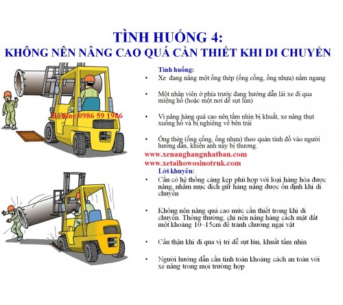 TH04: Chú ý tầm quan sát khi di chuyển xe nâng