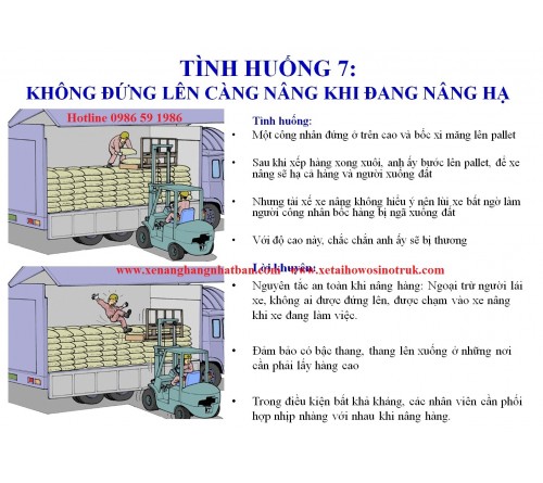 TH07: Không đứng lên càng nâng khi đang nâng hàng