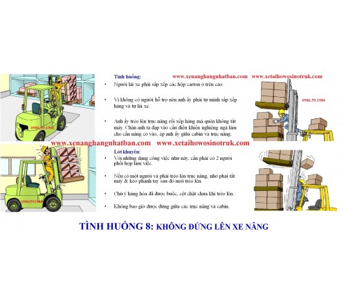 TH08: Không được đứng lên xe nâng hàng