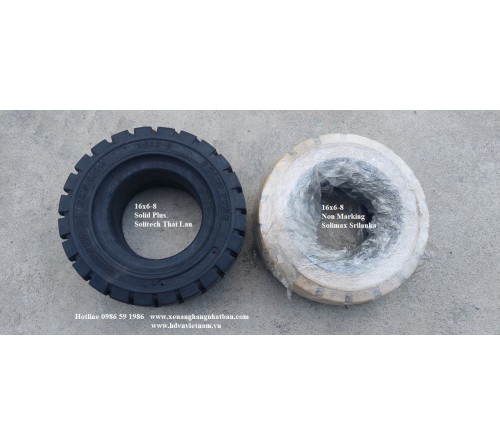 Lốp đặc 16x6-8 Solid Plus Solitech Thái Lan - Lốp xe nâng điện 1.5 tấn, 1.8 tấn