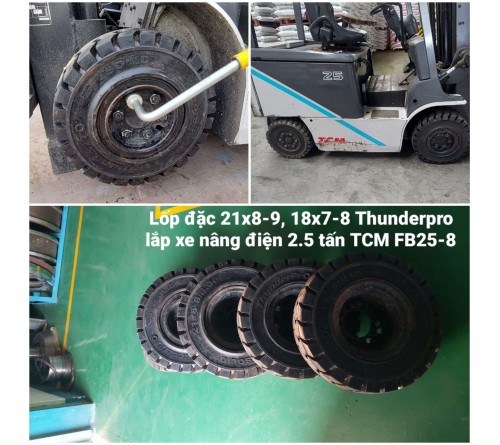 Lốp đặc 21x8-9 Thunder Pro Thái Lan - Lốp xe nâng điện 2 tấn, 2.5 tấn