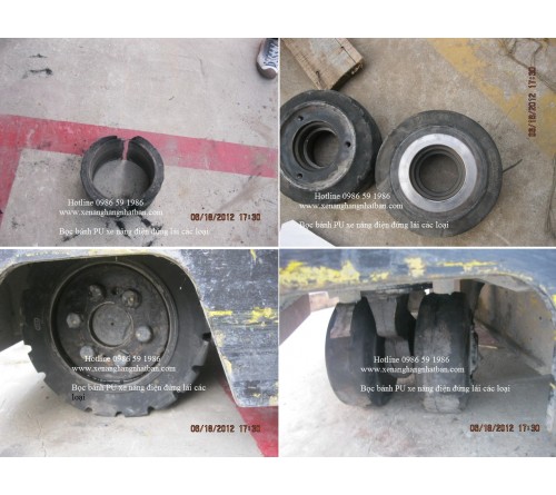 Bánh PU  Xe Nâng Điện Ngồi Lái Reach Truck Hyundai 14BRJ-7 / 16BRJ-7 / 20BRJ-7 / 25BRJ-7 