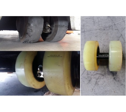 Bánh PU đặc xe nâng điện đứng lái TCM. Model FRB20-8, FRB20-8A, FRHB20-8, FRHB20-8A 