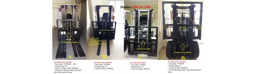 Xe nâng đóng và rút hàng trong container