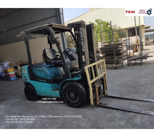 Bảo dưỡng định kỳ xe nâng - Thay lốp xe nâng 2.5 tấn Sumitomo tại Thanh Sơn, Phú Thọ