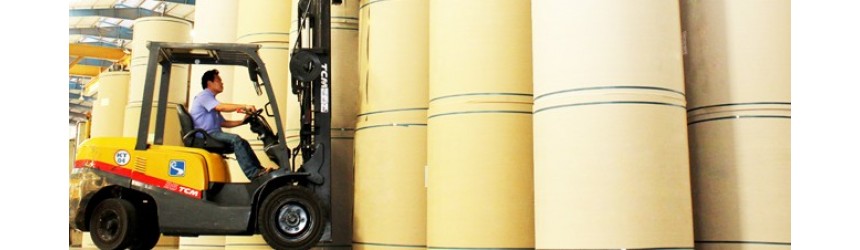 Xe nâng 2.5 tấn, hiệu TCM tại nhà máy Giấy Sài Gòn (TPHCM)