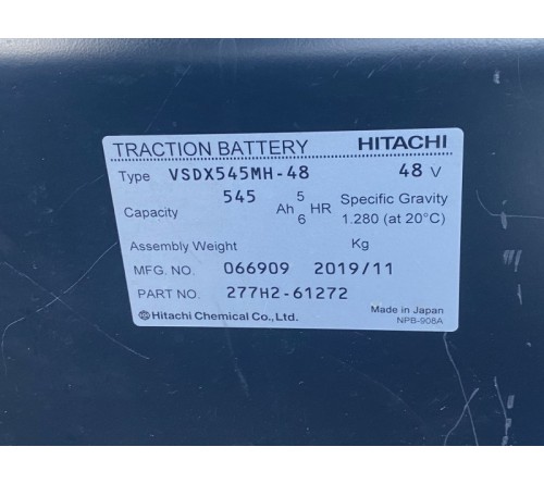 Xe nâng điện ngồi lái 1.5 tấn 3 mét chui công dịch giá Unicarriers, bình điện Hitachi VSDX545MH, sản xuất tại Nhật Bản 12/2019