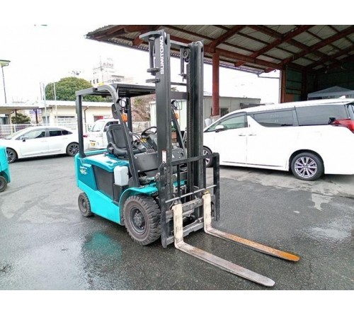 Xe nâng điện 2.5 tấn 4 mét dịch giá Sumitomo 51FB25PXIII, đã qua sử dụng, bình điện GS Yuasa VGI565, sản xuất tại Nhật Bản năm 2020
